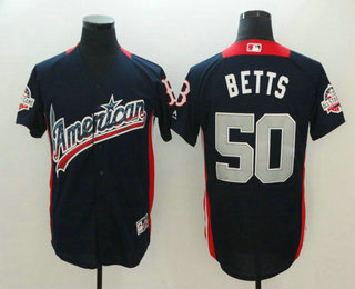 Men's American League Boston Red Sox #50 Mookie Betts Navy Blue 2018 MLB All-Star Game Home Run Derby Player Jersey