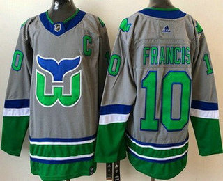 Men's Carolina Hurricanes #10 Ron Francis Gray 2021 Reverse Retro Stitched NHL Jersey