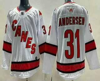 Men's Carolina Hurricanes #31 Frederik Andersen White Stitched NHL Jersey