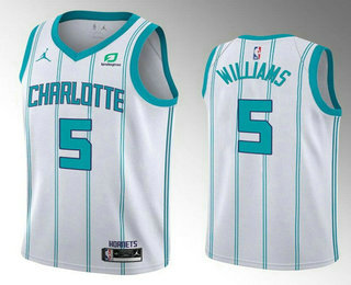 Men's Charlotte Hornets #5 Mark Williams 2022 Draft White Stitched Basketball Jersey