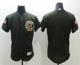 Men's Chicago Cubs Blank Green Salute to Service 2016 Flexbase Majestic Baseball Jersey