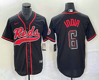 Men's Cincinnati Reds #6 Jonathan India Black 2023 City Connect With Patch Stitched Jersey 11