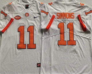 Men's Clemson Tigers #11 Isaiah Simmons White College Football Jersey