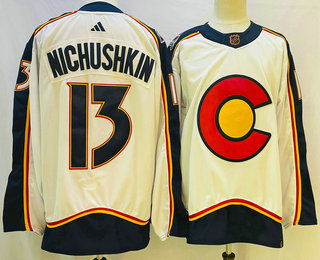 Men's Colorado Avalanche #13 Valeri Nichushkin White 2022 Reverse Retro Authentic Jersey