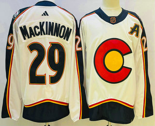 Men's Colorado Avalanche #29 Nathan MacKinnon White 2022 Reverse Retro Authentic Jersey