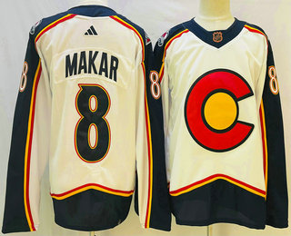 Men's Colorado Avalanche #8 Cale Makar White 2022 Reverse Retro Authentic Jersey