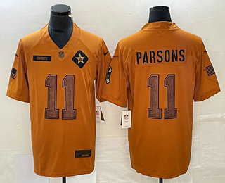 Men's Dallas Cowboys #11 Micah Parsons Brown 2023 Salute To Service Limited Stitched Jersey