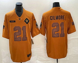Men's Dallas Cowboys #21 Stephon Gilmore Brown 2023 Salute To Service Limited Stitched Jersey