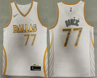 Men's Dallas Mavericks #77 Luka Doncic White 2021 Nike City Edition Swingman Jersey