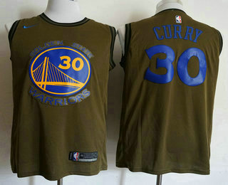 Men's Golden State Warriors #30 Stephen Curry Olive Stitched Nike Swingman Jersey