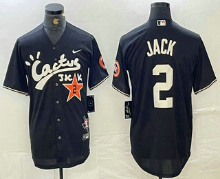 Men's Houston Astros #2 Alex Bregman Black Cactus Jack Vapor Premier Stitched Baseball Jersey