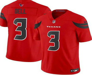Men's Houston Texans #3 Tank Dell Limited Red FUSE Vapor Jersey