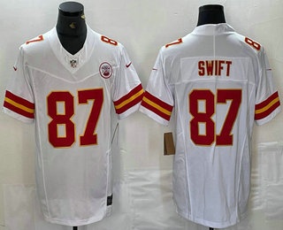 Men's Kansas City Chiefs #87 Taylor Swift White 2023 FUSE Vapor Limited Stitched Jersey