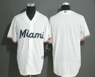 Men's Miami Marlins Blank NEW 2019 Whtie Home Stitched MLB Cool Base Jersey