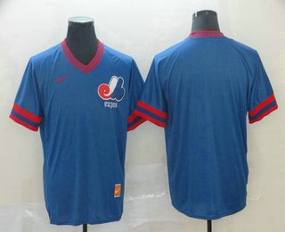 Men's Montreal Expos Blank Blue Nike Cooperstown Collection Legend V Neck Jersey