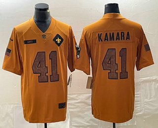 Men's New Orleans Saints #41 Alvin Kamara Brown 2023 Salute To Service Limited Stitched Jersey