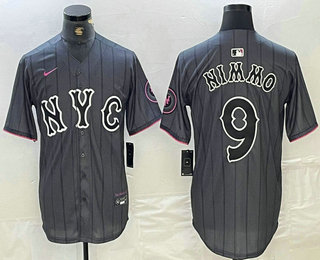 Men's New York Mets #9 Brandon Nimmo Gray 2024 City Connect Cool Base Stitched Jersey
