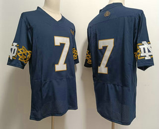 Men's Notre Dame Fighting Irish #7 Audric Estime No Name Navy Blue College Football Jersey