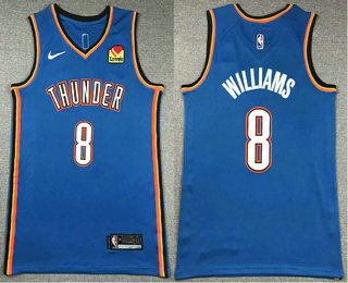 Men's Oklahoma City Thunder #8 Jalen Williams Blue Icon Edition Sponsor Stitched  Jersey