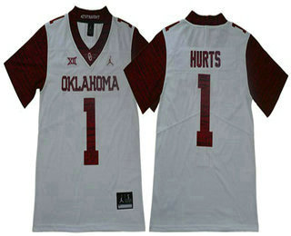 Men's Oklahoma Sooners #1 Jalen Hurts White 47 Game Winning Streak College 2017 Vapor Untouchable Limited Jersey