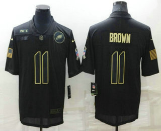 Men's Philadelphia Eagles #11 AJ Brown Black 2020 Salute To Service Stitched NFL Nike Limited Jersey