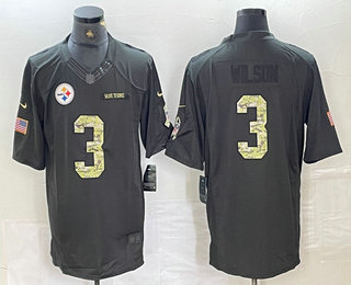 Men's Pittsburgh Steelers #3 Russell Wilson Black Anthracite 2016 Salute To Service Stitched NFL Nike Limited Jersey