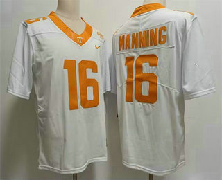 Men's Tennessee Volunteers #16 Peyton Manning White FUSE College Stitched Jersey