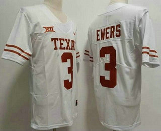 Men's Texas Longhorns #3 Quinn Ewers White 2023 College Football Jersey