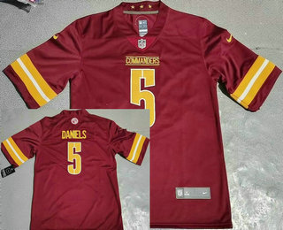 Men's Washington Commanders #5 Jayden Daniels Limited Red Vapor Jersey