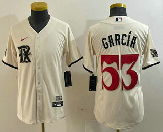 Women's Texas Rangers #53 Adolis Garcia Cream 2023 City Connect Cool Base Stitched Jersey