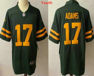 Youth Green Bay Packers #17 Davante Adams Green Yellow 2021 Vapor Untouchable Stitched NFL Nike Limited Jersey