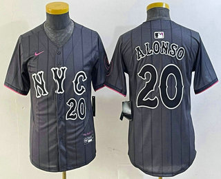 Youth New York Mets #20 Pete Alonso Number Grey 2024 City Connect Cool Base Stitched Jersey